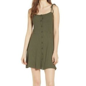 NWT TopShop Olive Ribbed Buttondown Minidress SZ10